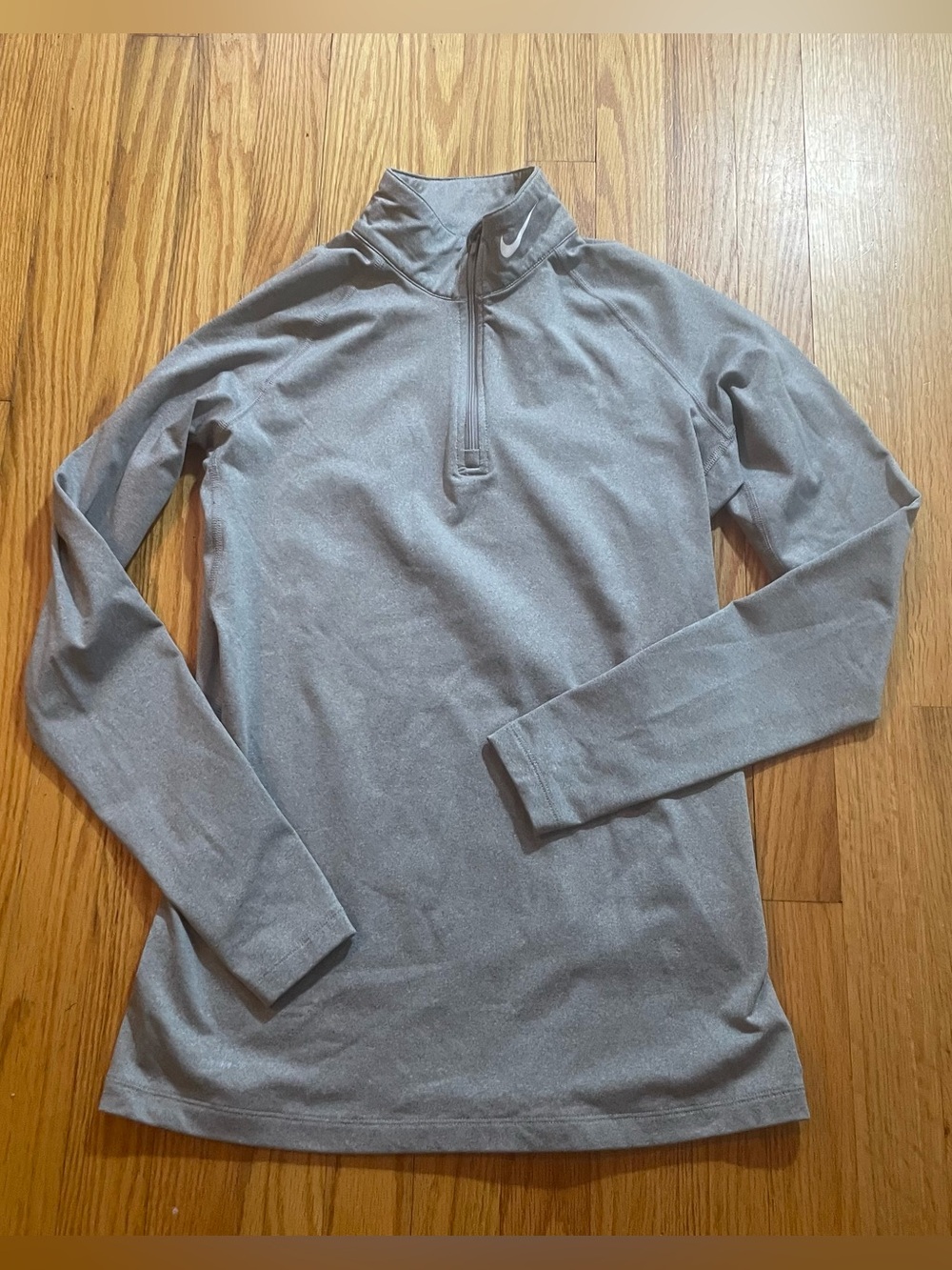 Nike Pro Combat Shirt Women Large Long Sleeve Dri Fit Fitted 1/4 Zip - Gray